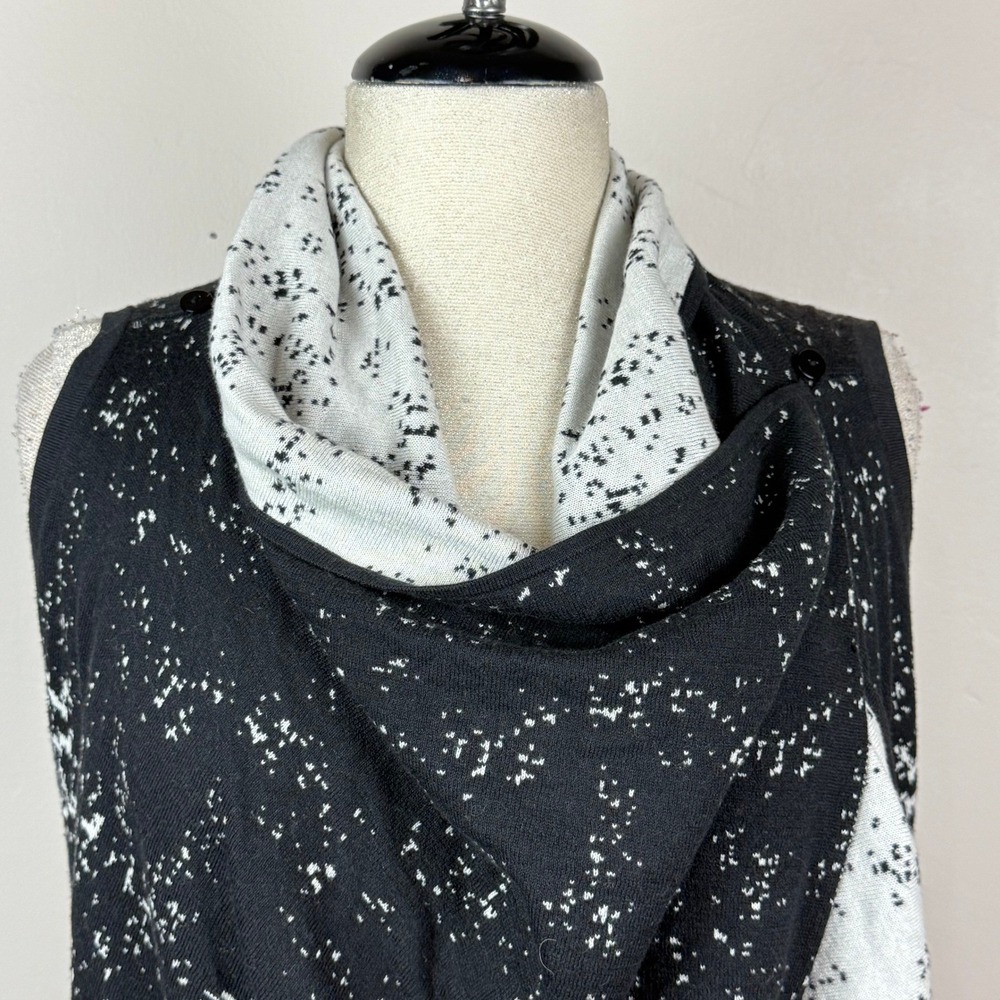 Stella Carakasi Vest Women S Black White Splatter Waterfall Natural Luxe Chic - Picture 4 of 11